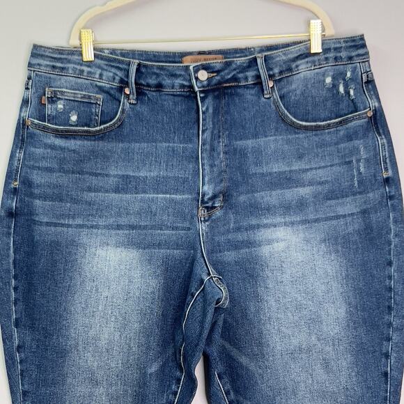 Judy Blue Slim Fit Medium Wash High Rise Jeans Plus Sz 22W JB88776 DK Whiskered - Picture 2 of 16